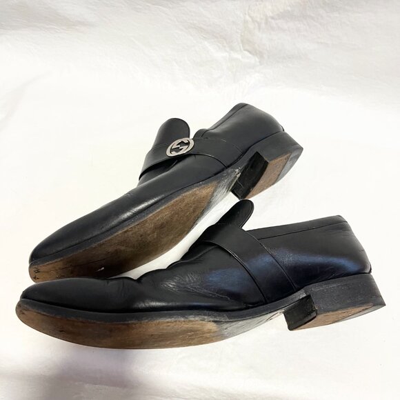 Gucci 114416 GG Leather Moccasi Lifford Loafers black UK 11.5 D US 12 mens shoes - Picture 6 of 15